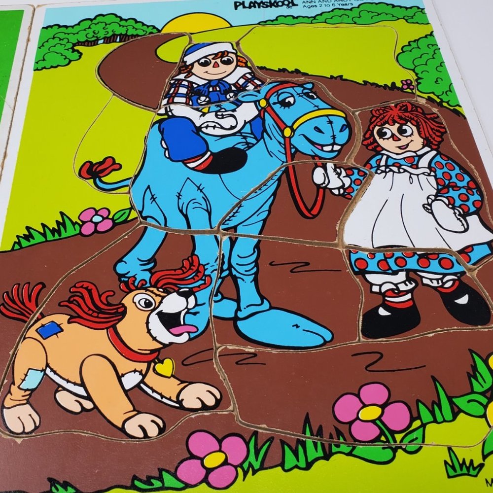 Playskool Wooden Puzzle Bundle, Flintstones, Raggedy Ann. and Farm Animals. - Picture 3 of 4